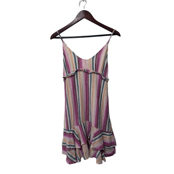 Rails Martina Avila Multicolored Stripe Magenta Mini Dress Size XS Linen Rayon - Picture 2 of 11